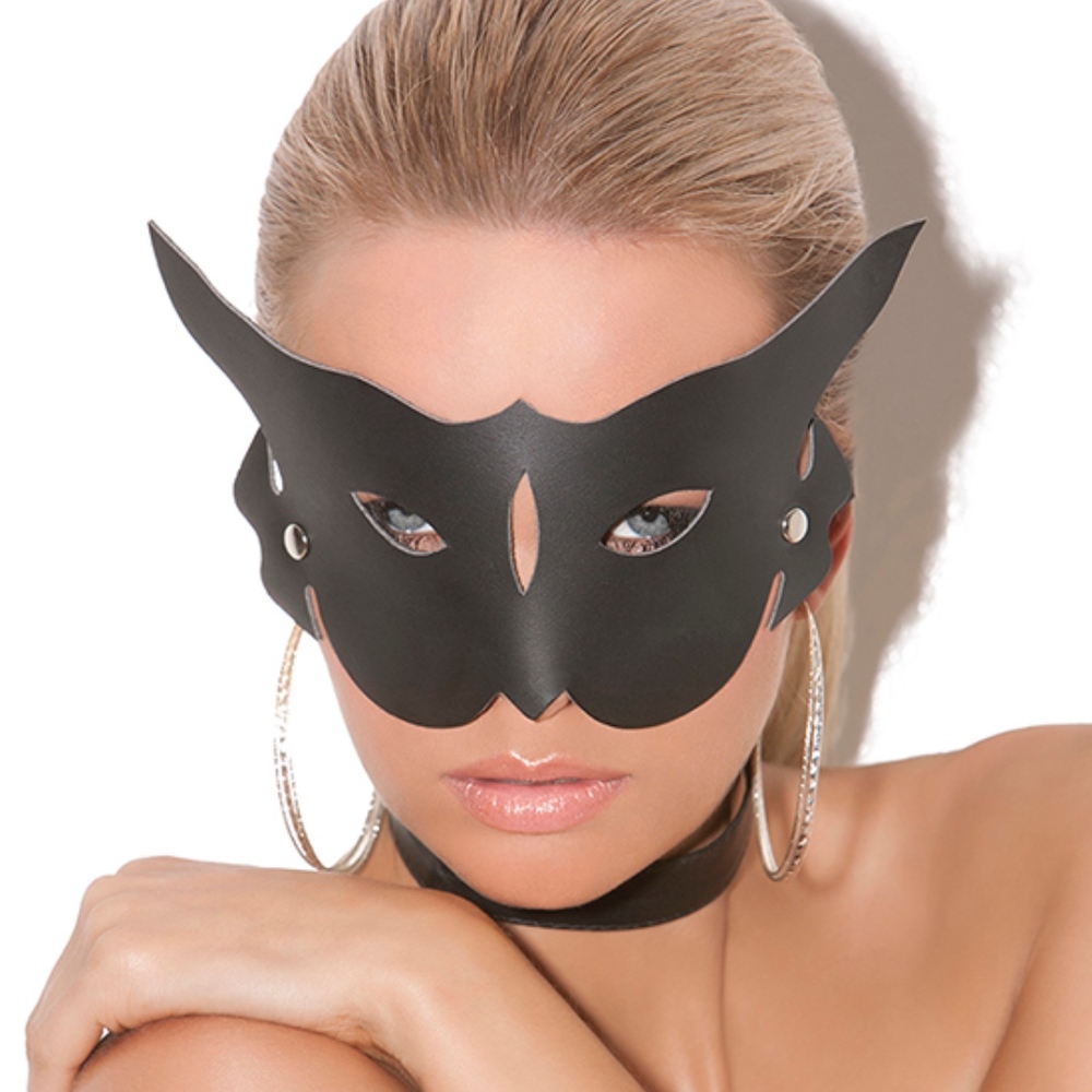 Leather cat mask.